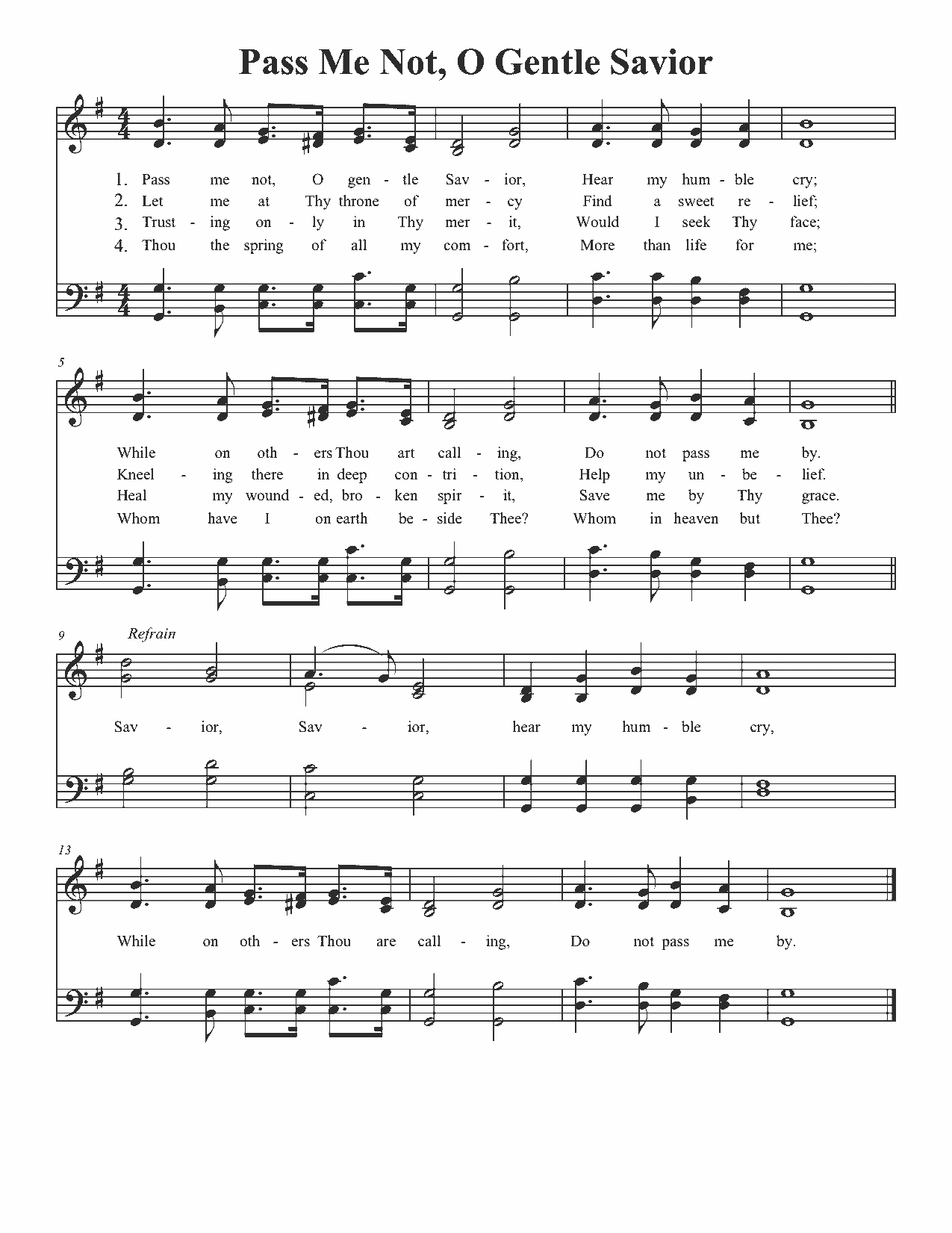 Pass Me Not, O Gentle Savior - Sheet Music Page 1