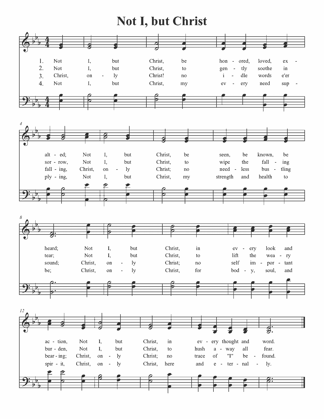 Not I, But Christ - Sheet Music Page 1