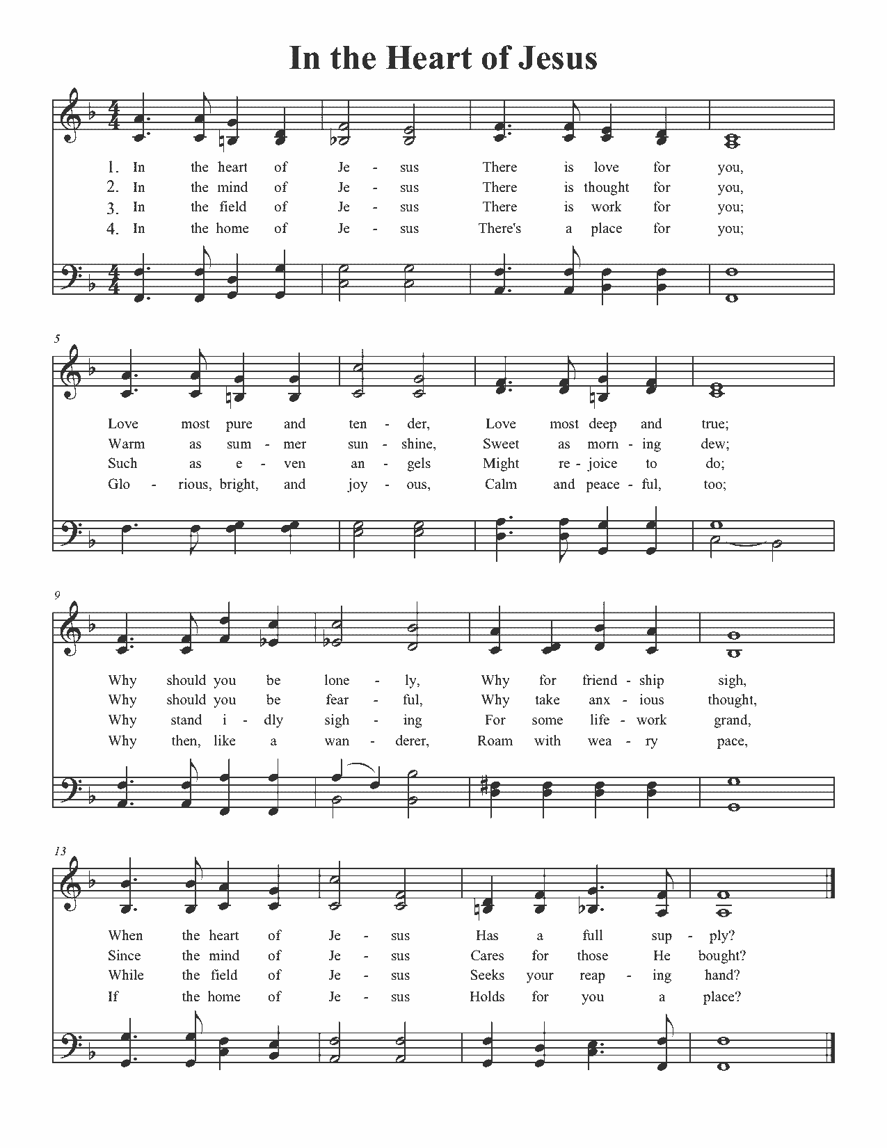 In The Heart Of Jesus - Sheet Music Page 1
