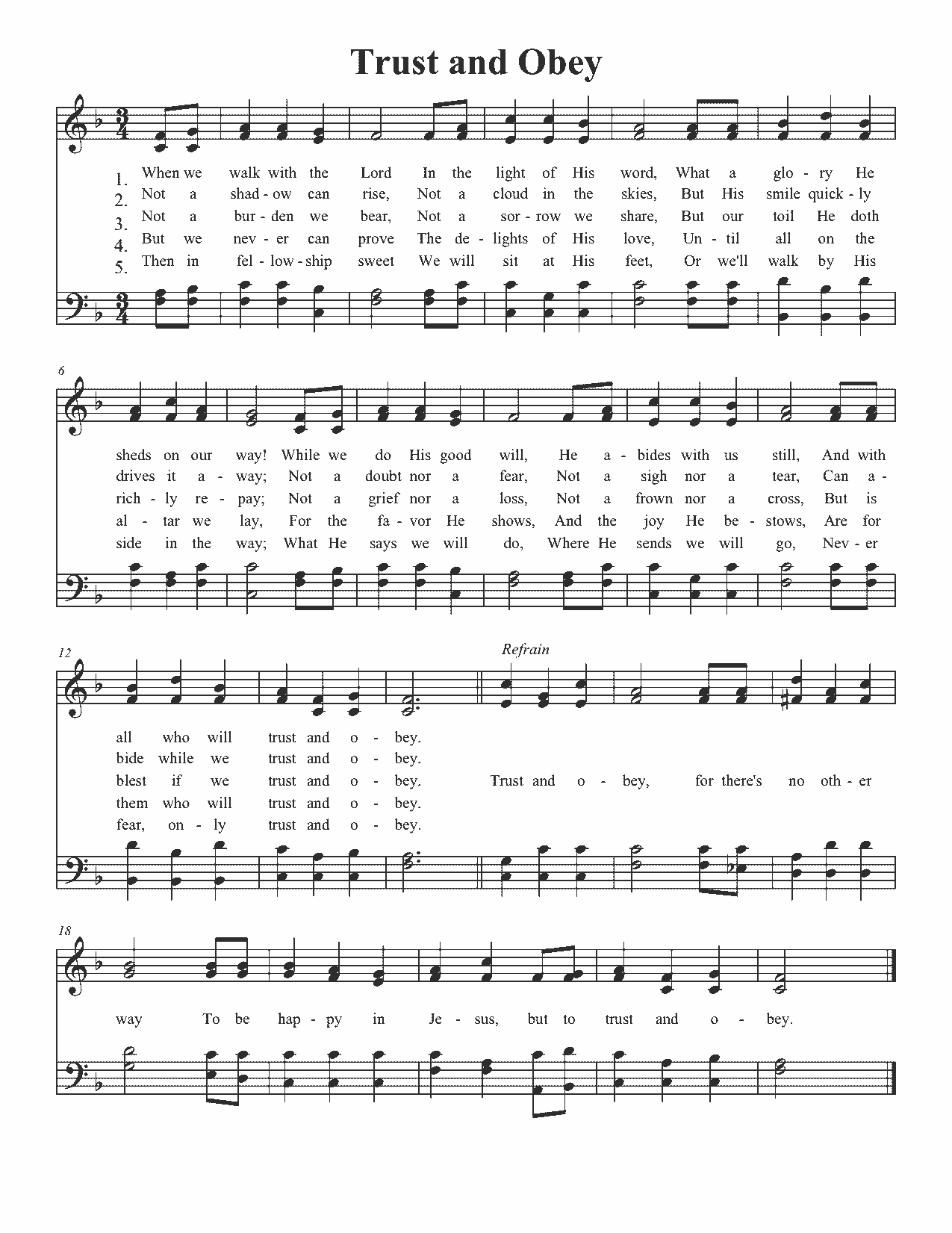 Trust and Obey - Sheet Music Page 1