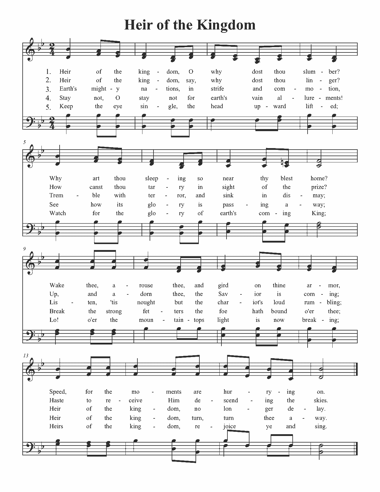 Heir of the Kingdom - Sheet Music Page 1