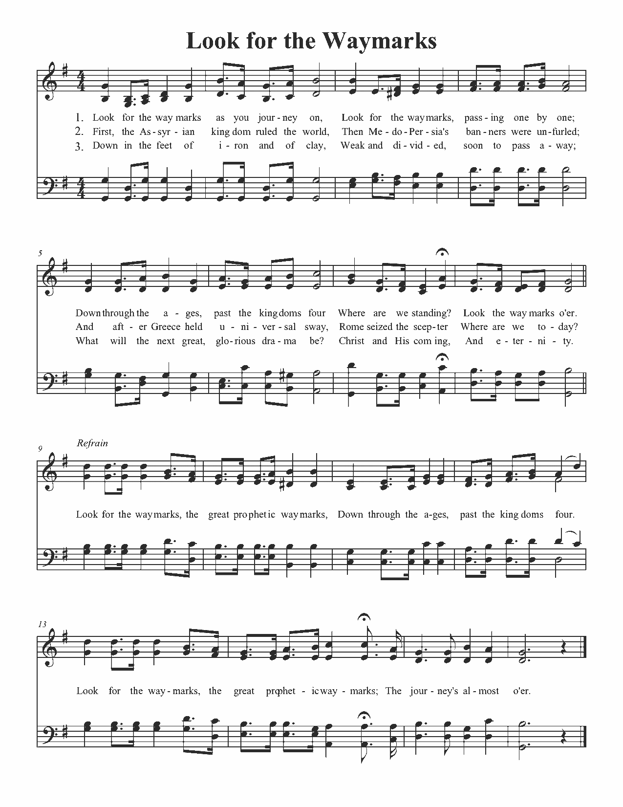 Look for the Waymarks - Sheet Music Page 1