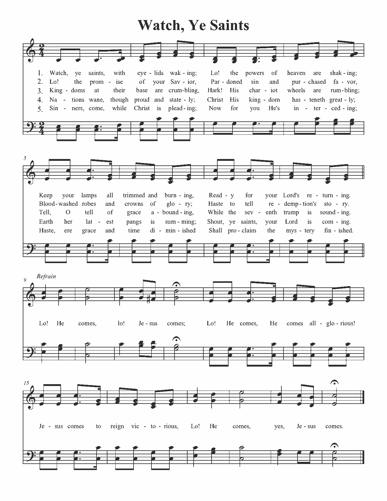 Watch, Ye Saints - Sheet Music Page 1