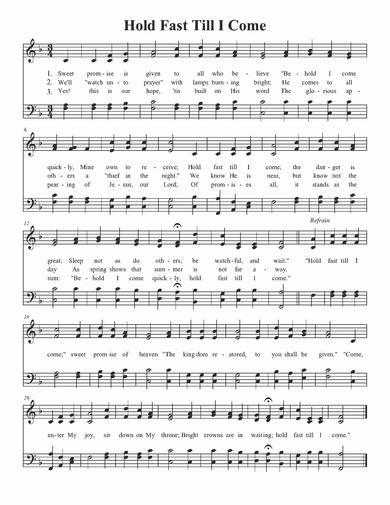 Hold Fast Till I Come - Sheet Music Page 1