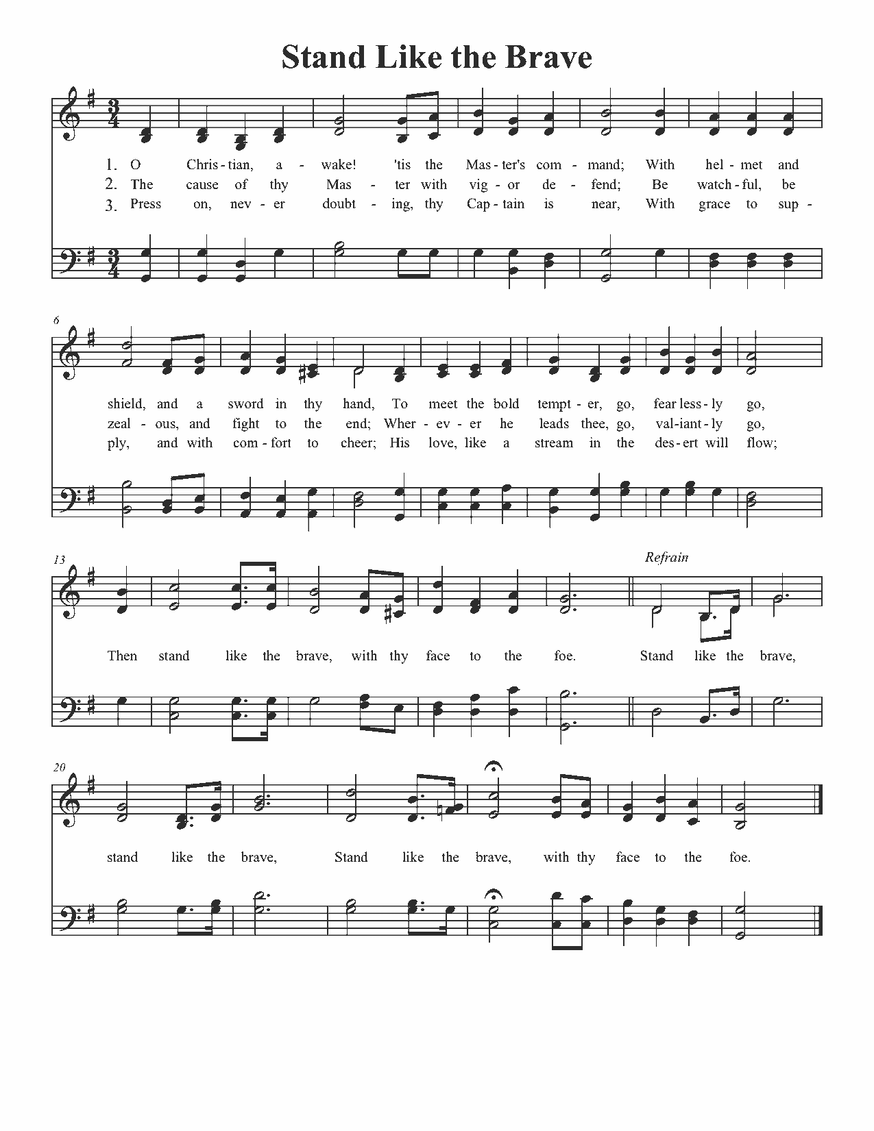 Stand Like the Brave - Sheet Music Page 1