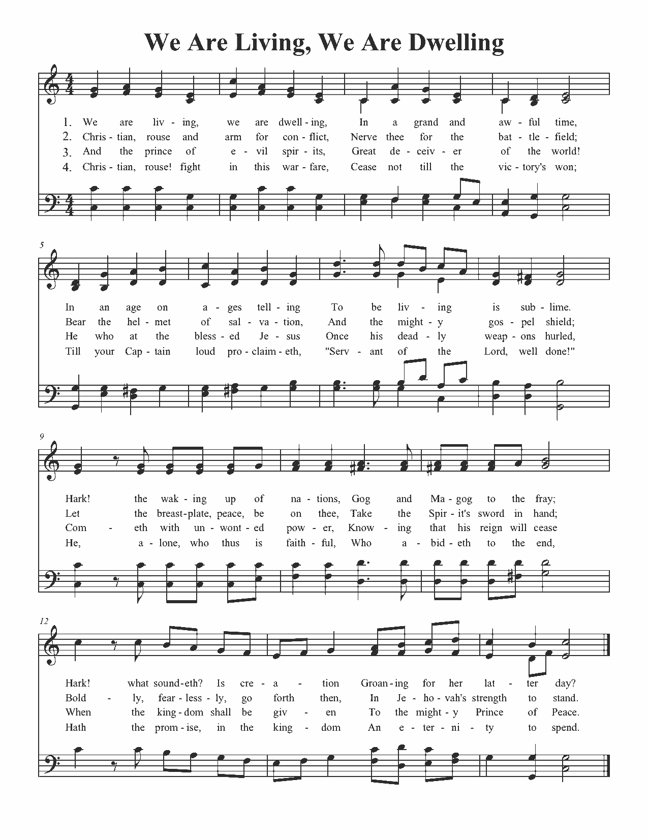 We are Living, We are Dwelling - Sheet Music Page 1