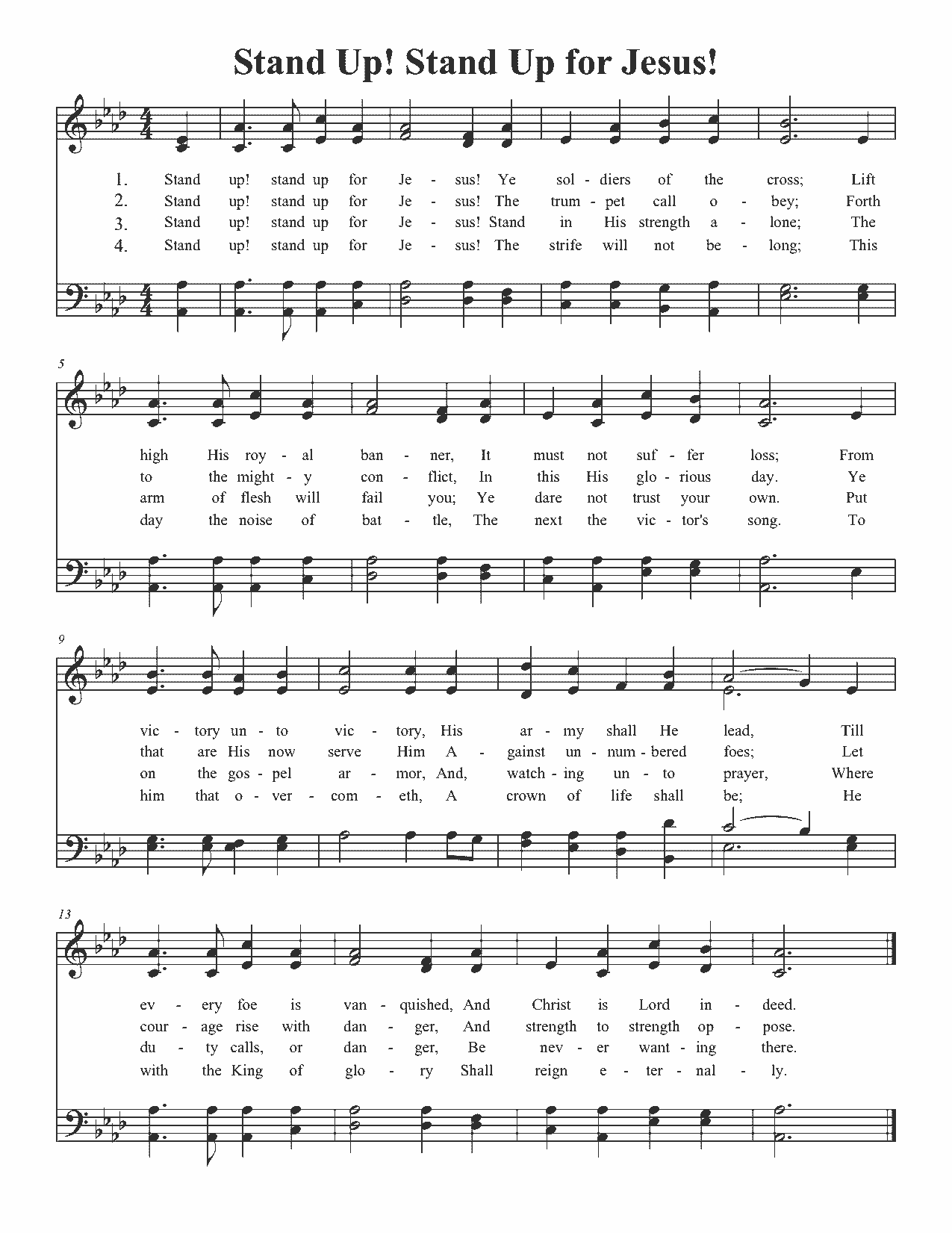 Stand Up! Stand Up for Jesus! - Sheet Music Page 1