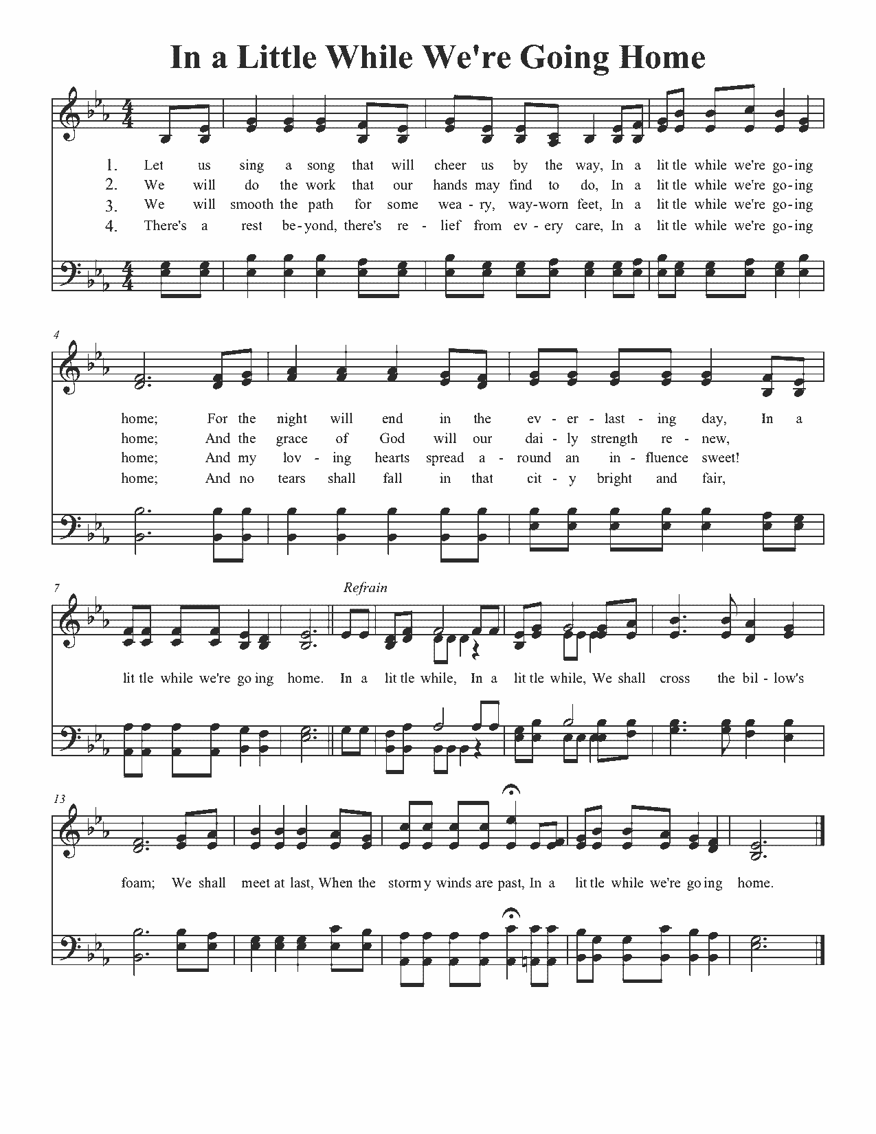 In a Little While We're Going Home - Sheet Music Page 1