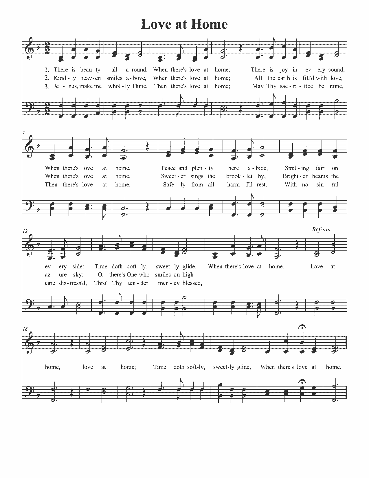 Love at Home - Sheet Music Page 1