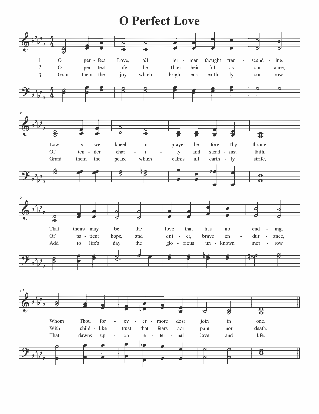 O Perfect Love - Sheet Music Page 1