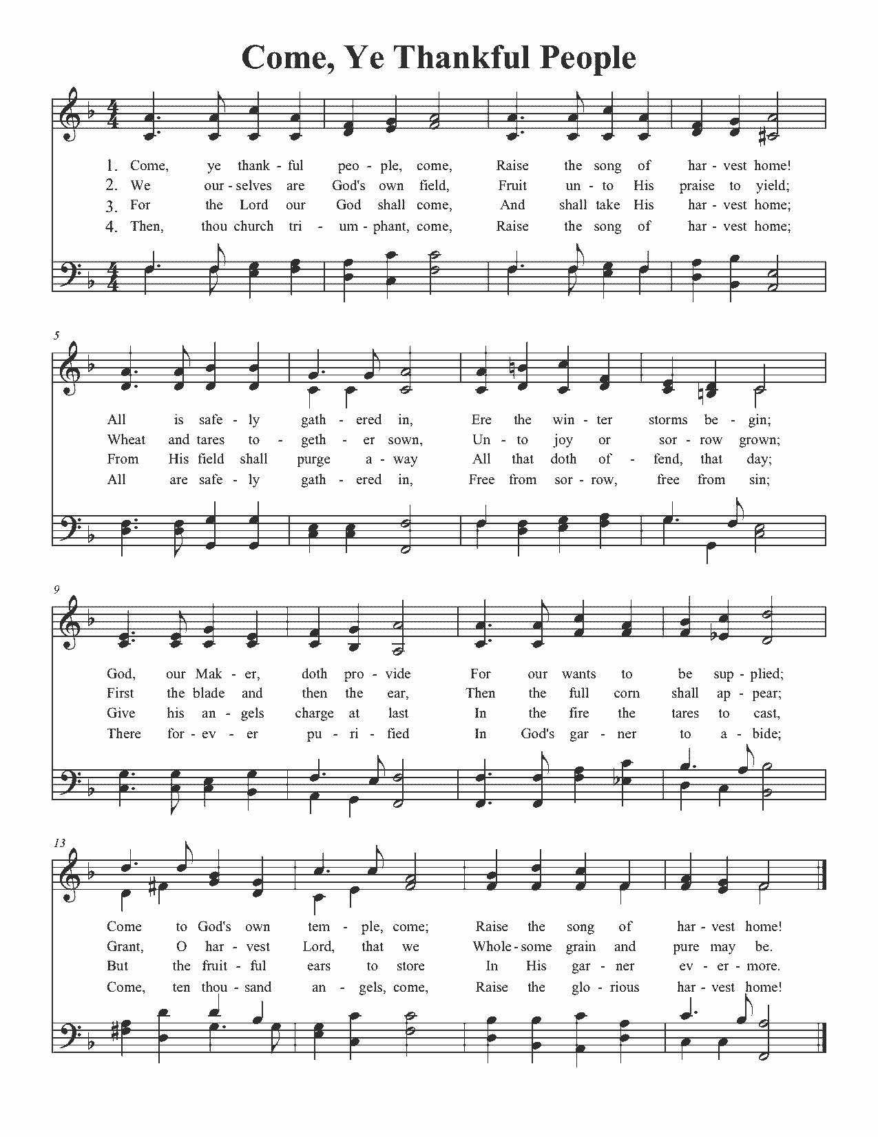 Come, Ye Thankful People - Sheet Music Page 1