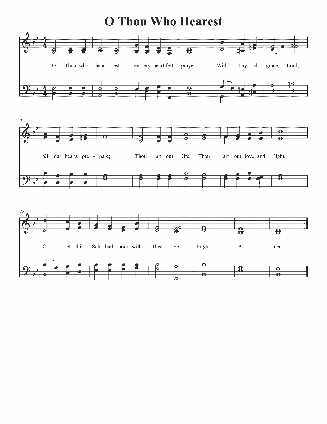 O Thou Who Hearest - Sheet Music Page 1