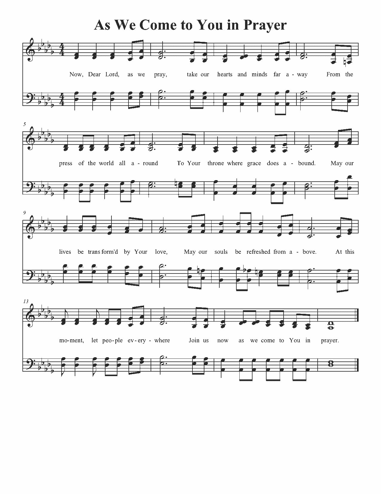 As We Come To You In Prayer - Sheet Music Page 1