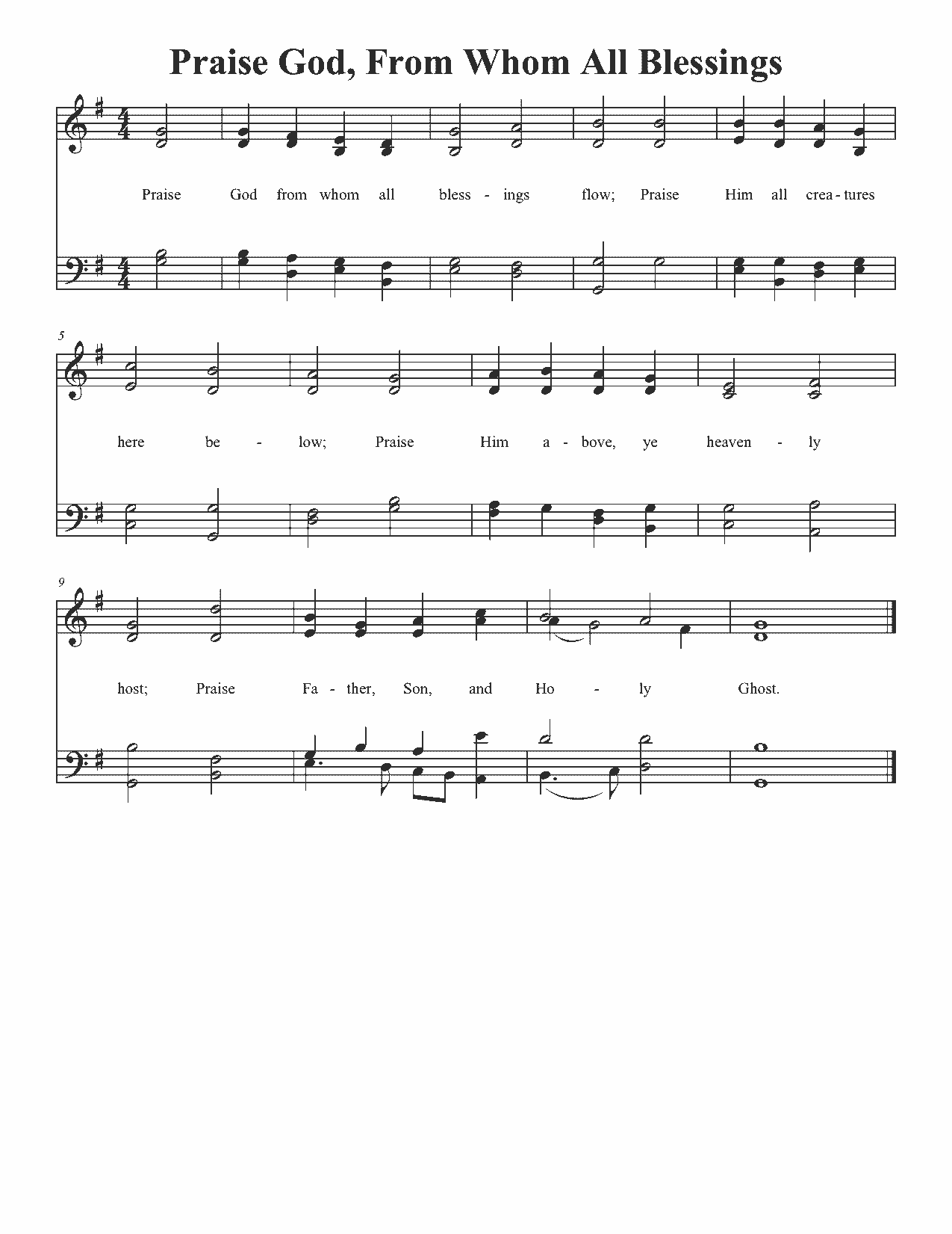 Praise God, From Whom All Blessings - Sheet Music Page 1