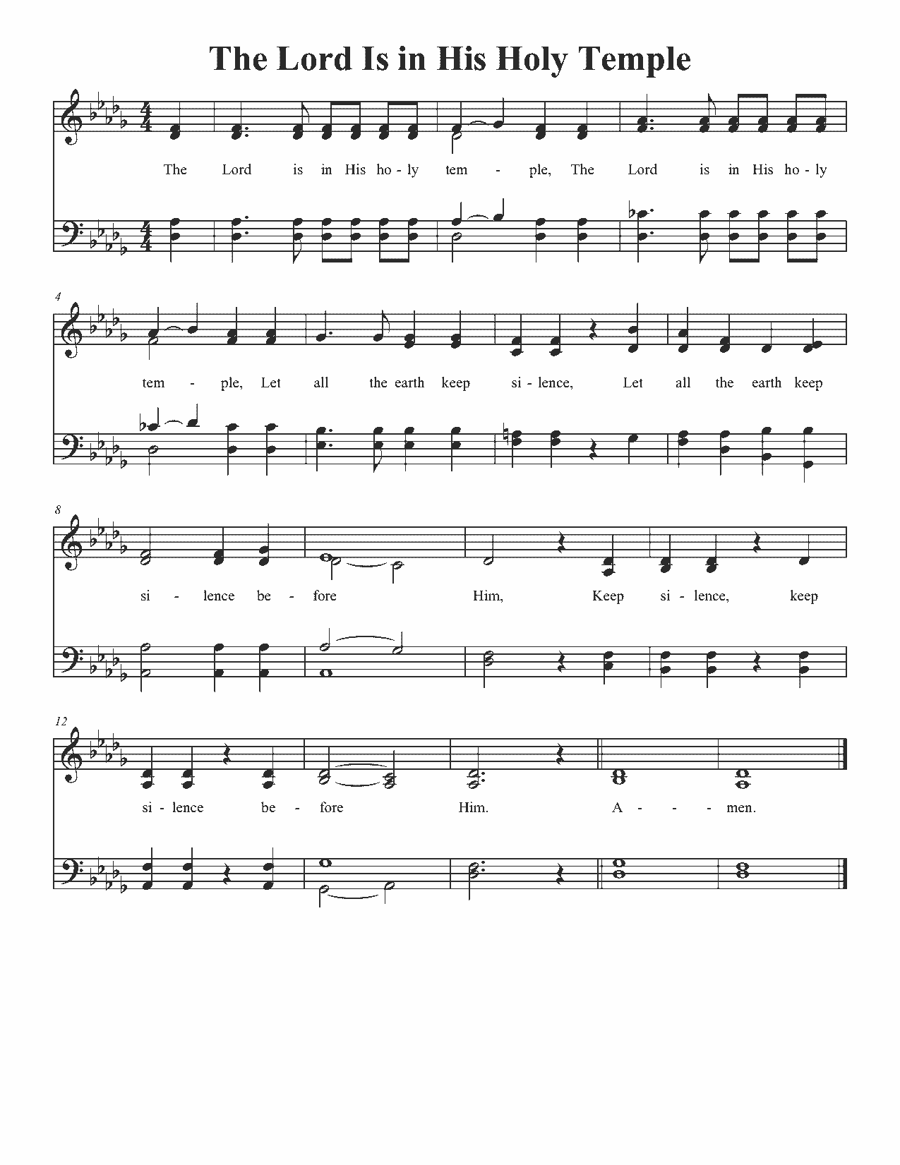 The Lord is in His Holy Temple - Sheet Music Page 1